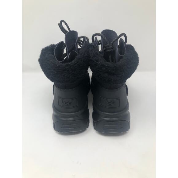 New UGGS Women Black Waterproof Leather Lace Up Boots Size 8 - Picture 5 of 12